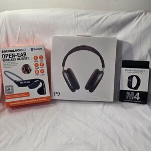 All in one Bundle (SoundLogic+M4 Smart Fitness+Black P9 Wireless Headphones)